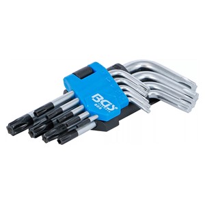 BGS Set kutnih steznih ključeva | kratki | T-profil (za Torx) s provrtom T10 - T50 | 9-dijelni
