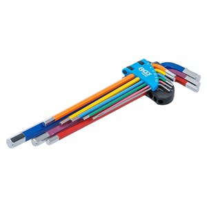 Set kutnih steznih ključeva | višebojno | ekstra dugi | unutarnji šesterokut 1,5 - 10 mm | 9-dijelni