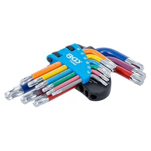 BGS Set kutnih steznih ključeva | višebojno | kratki | T-profil (za Torx) s kuglastom glavom T10 - T50 | 9-dijelni