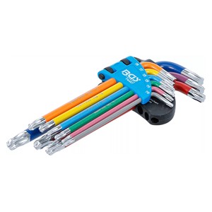 BGS Set kutnih steznih ključeva | višebojno | T-profil (za Torx) s kuglastom glavom T10 - T50 | 9-dijelni