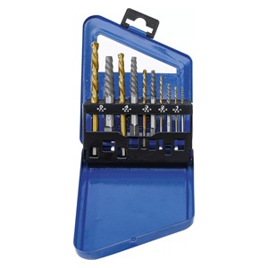 BGS Set lijevih svrdala i izvijača za vijke | HSS | titan-nitriran | 2 - 7,5 mm | 10-dijelni