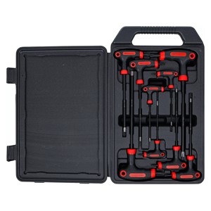 BGS Set odvijača s T-ručkom i bočnom oštricom | T-profil (za Torx) s provrtom | T10 - T50 | 9-dijelni