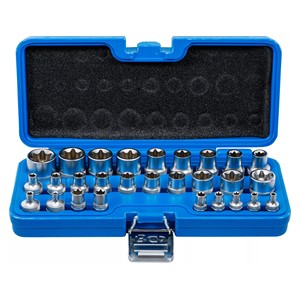 BGS Set umetaka za utični ključ E-profila | 6,3 mm (1 /4) /12,5 mm (1 /2) | E4 - E24 | 28-dijelni