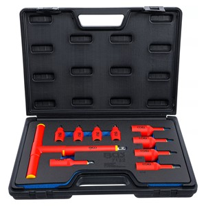 BGS Set umetaka za VDE bitove | unutarnji četverokutni pogon 10 mm (3 /8) /12,5 mm (1 /2) | unutarnji šesterokut 4 - 10 mm | 10-dijelni
