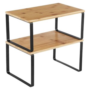 SONGMICS 2x shelf organizer black bamboo, KCS02NB
