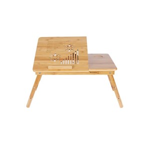 SONGMICS Bamboo Laptop Desk with Drawer 55 x 35 x (21 - 29) cm natural, LLD002