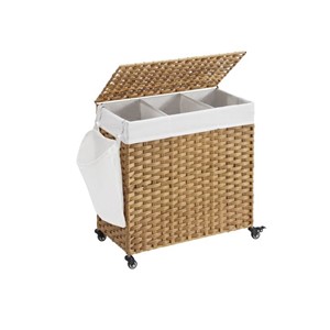 SONGMICS Bamboo Laundry Basket 66 x 33 x 60 cm NATURAL, LCB363N01