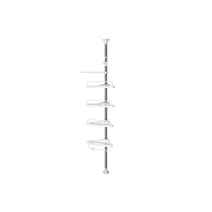 SONGMICS Corner shelf rack for bathrooms, white and silver, 95-300 cm, BCB02SW