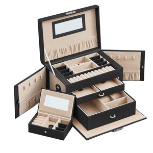SONGMICS jewelry box with 2 compartments and mirror