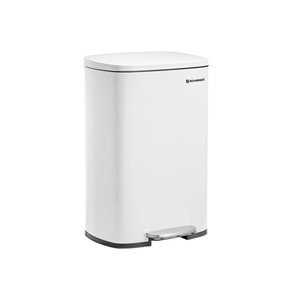 SONGMICS metal pedal bin, 50 liters, with inner bucket, soft close, white