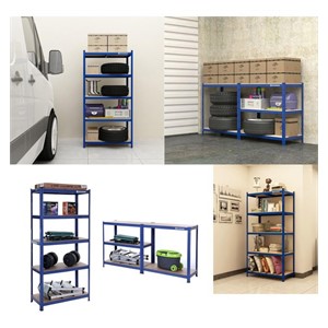 SONGMICS Shelving Unit 150 x 75 x 30 cm Brown-Blue, GLR30Q