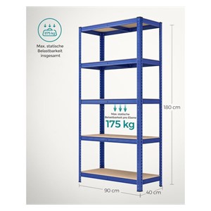 SONGMICS Shelving Unit 40 x 90 x 180 cm Brown-Blue, GLR040Q01