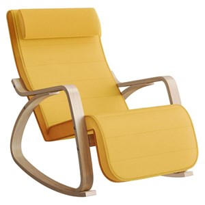 SONGMICS soothing wooden rocking chair with adjustable base, yellow