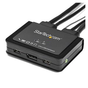 StarTech.com 2 Port DisplayPort KVM Switch - 4K 60Hz - Compact Dual Port UHD DP 1.2 USB Desktop KVM Switch with 4ft Cables & Audio - Bus Powered & Remote Switching - MacBook ThinkPad 3