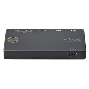 StarTech.com 2 Port Hybrid USB-A + HDMI & USB-C KVM Switch - Single 4K 60Hz HDMI 2.0 Monitor - Compact Desktop and/or Laptop HDMI KVM Switch - USB Bus Powered - Thunderbolt 3 Compatible 2