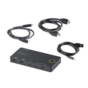 StarTech.com 2 Port Hybrid USB-A + HDMI & USB-C KVM Switch - Single 4K 60Hz HDMI 2.0 Monitor - Compact Desktop and/or Laptop HDMI KVM Switch - USB Bus Powered - Thunderbolt 3 Compatible 5