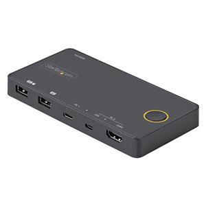 StarTech.com 2 Port Hybrid USB-A + HDMI & USB-C KVM Switch - Single 4K 60Hz HDMI 2.0 Monitor - Compact Desktop and/or Laptop HDMI KVM Switch - USB Bus Powered - Thunderbolt 3 Compatible 7