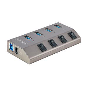 StarTech.com 4-Port Self-Powered USB-C Hub with Individual On/Off Switches, USB 3.0 5Gbps Expansion Hub w/Power Supply, Desktop/Laptop USB-C to USB-A Hub, USB Type C Hub w/BC 1.2 2