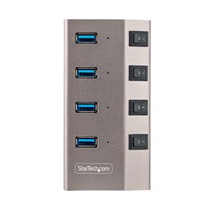 StarTech.com 4-Port Self-Powered USB-C Hub with Individual On/Off Switches, USB 3.0 5Gbps Expansion Hub w/Power Supply, Desktop/Laptop USB-C to USB-A Hub, USB Type C Hub w/BC 1.2 6