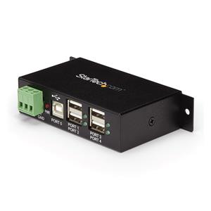 StarTech.com 4-Port USB 2.0 Hub - Metal Industrial USB-A Hub - Din Rail, Wall or Desk Mountable USB Data Hub - TAA Compliant USB Expander Hub 5