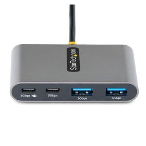 StarTech.com 4-Port USB-C Hub with 100W Power Delivery Pass-Through - 2x USB-A + 2x USB-C - USB 3.0 5Gbps - 1ft (30cm) Long Cable - Portable USB Type-C to USB-A/C Hub 4