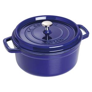 Staub 24 cm Round Cast Iron Cocotte Dark-Blue 9