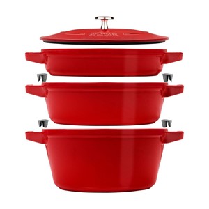 Staub La Cocotte Round Cast iron Casserole baking dish -- SET OF 3 PIECES