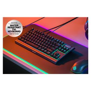 SteelSeries Gaming Keyboard Apex 3 Tenkeyless Gaming keyboard RGB LED light US Wired Whisper-Quiet Switches 3