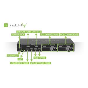 Techly IDATA DP-KVM2 KVM switch Black 7