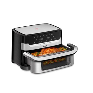 Tefal Dual Easy Fry Flex EY922D 9 L Stand-alone Hot air fryer Black, Stainless steel