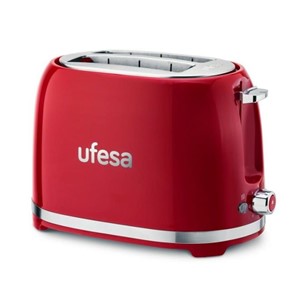 Ufesa Classic PinUp Red and white toaster with two slots, 850W