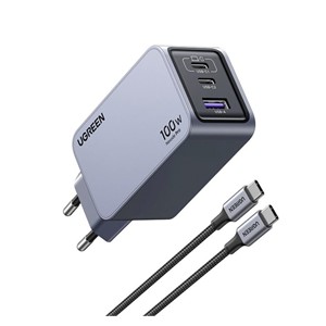 Ugreen Nexode Pro 100W 3-Port GaN USB Charger with 1.5M 100W USB-C Charging Cable Included