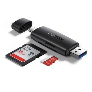 Ugreen SD /micro SD card reader adapter (USB-A /USB-C) black (CM304)