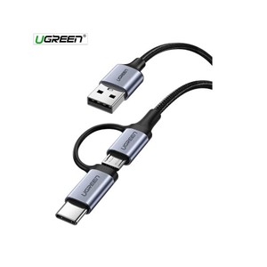 Ugreen USB-A to Micro USB + USB-C Braided Cable 1m