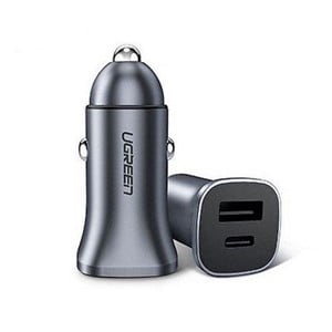 Ugreen USB Type-C /USB 24W Power Delivery Quick Charge car charger, grey (30780)