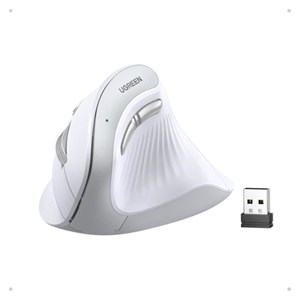 Ugreen wireless ergonomic vertical mouse with Bluetooth and Wi-Fi connectivity - white