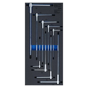 BGS Uložak za radionička kolica 1 /3: set odvijača s kliznom T-ručkom | T-Profil (za Torx) | T10 - T50 | 9-dijelni
