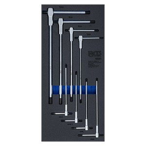 BGS Uložak za radionička kolica 1 /3: set odvijača s kliznom T-ručkom | unutarnji šesterokut | 2 - 10 mm | 8-dijelni