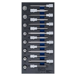 BGS Uložak za radionička kolica 1 /3: set umetaka za bitove | unutarnje ozubljenje (za XZN) | 22-dijelni