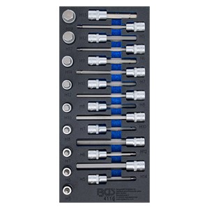 BGS Uložak za radionička kolica 1 /3: set umetaka za bitove | unutarnji šesterokut | 24-dijelni