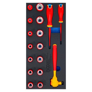 BGS Uložak za radionička kolica 1 /3: set VDE odvijača i utičnih ključeva | 10 mm (3 /8) | 17-dijelni