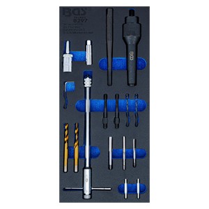 BGS Uložak za radionička kolica 1 /3: set za skidanje grijača i popravak navoja | M8, M10 | 17-dijelni