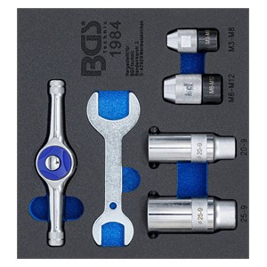 BGS Uložak za radionička kolica 1 /6: set alata za zatezanje za rezač navoja | 6-dijelni