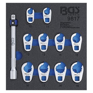 BGS Uložak za radionička kolica 1 /6: set prosječenih ključeva | 10 mm (3 /8) | 10 - 19 mm | 11-dijelni