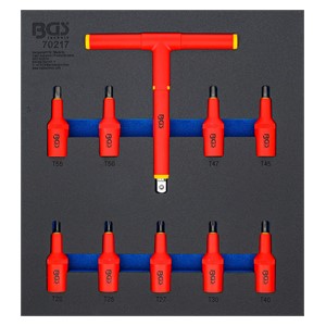BGS Uložak za radionička kolica 2 /3: set umetaka za VDE bitove | 12,5 mm (1 /2) | T-profil (za Torx) T20 - T55 | 10-dijelni
