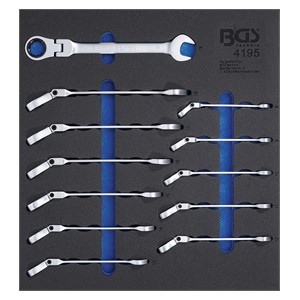 BGS Uložak za radionička kolica 2 /3: ustavljački okasto-viličasti ključ | podesiv | 8 - 19 mm | 12-dijelni