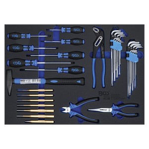 BGS Uložak za radionička kolica 3 /3: set čekića, kliješta i odvijača | 36-dijelni