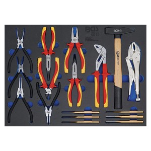 BGS Uložak za radionička kolica 3 /3: set kliješta, gurača rascjepki, čekić | 17-dijelni