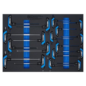 BGS Uložak za radionička kolica 3 /3: Set odvijača s T-ručkom | unutarnji šesterokut, T-profil (za Torx) | 18-dijelni