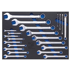 BGS Uložak za radionička kolica 3 /3: viličasto okasti ključ i ključ E-profila | 22-dijelni